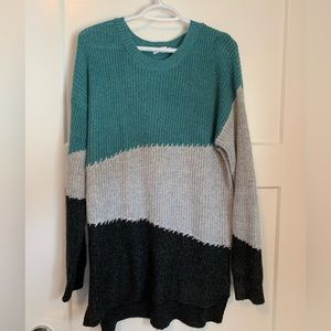 Warehouse One teal white and black sweater size L